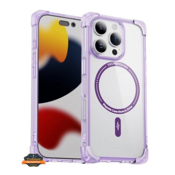 For Apple iPhone 16 Pro Max (6.9") Slim Fit Hybrid Clear Corner Bumper Magnetic Magsafe Compatible Hard Rubber TPU Shockproof Phone Case Cover by Xpression - Purple