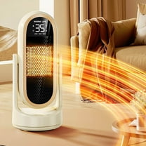 Nkmbld Space Heater for Office, Heater Desktop Graphene Whole House Heater Automatic Shaking Head Heater with Adjustable Thermostat and Overheat Protection, Beige
