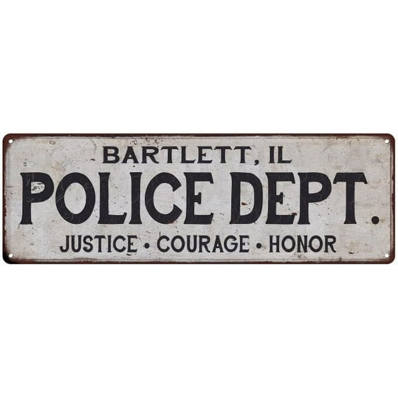 BARTLETT, IL POLICE DEPT. Home Decor Metal Sign Gift 6x18 106180012898