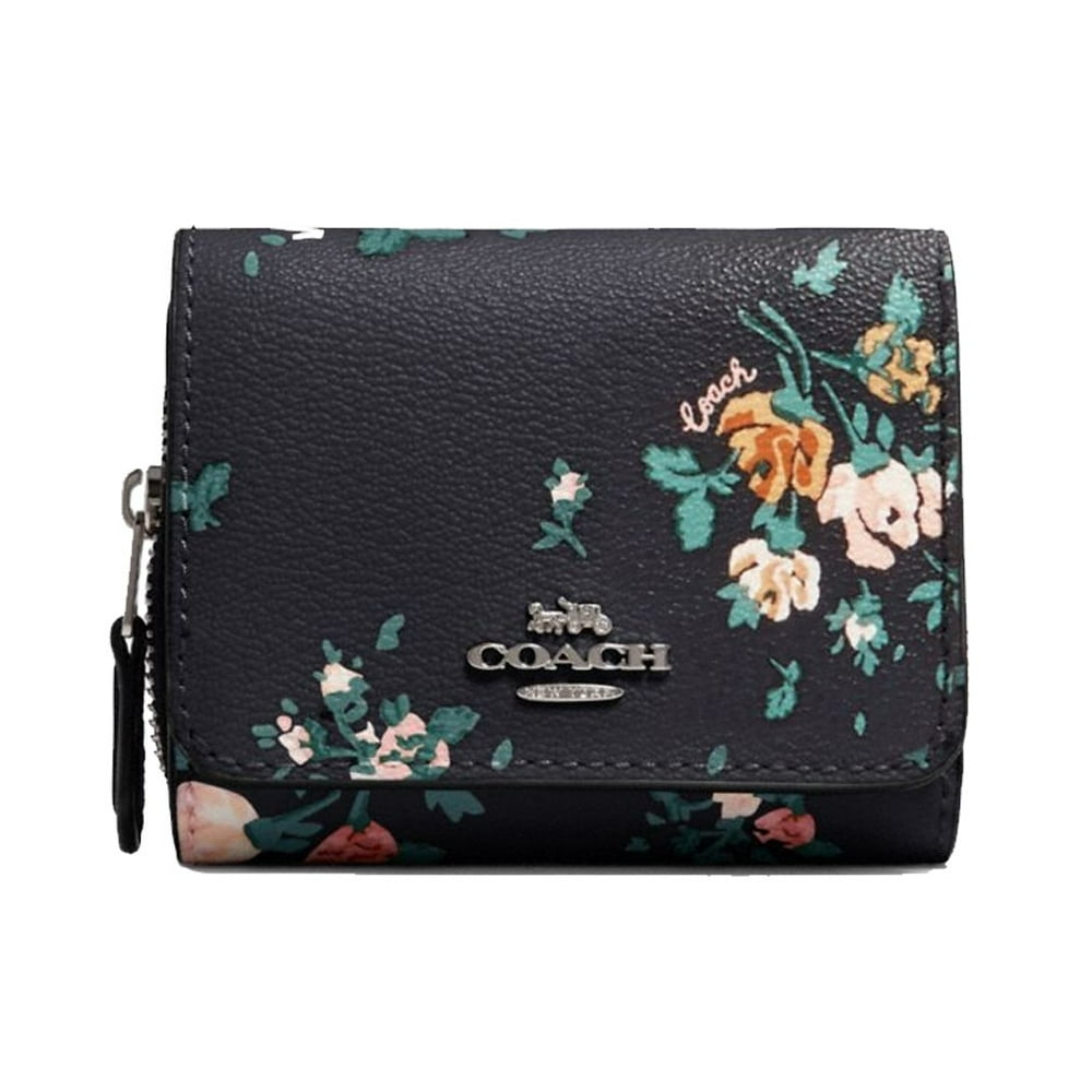 Coach NWT Coach 91752 Small Trifold Wallet with Rose Bouquet Print in