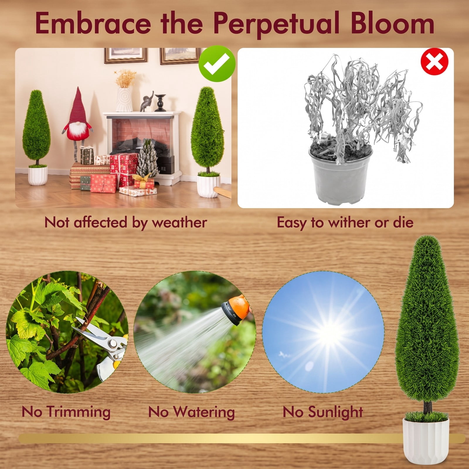 ALPULON 2 Pack 3 Feet Artificial Cedar Topiary Teardrop Shaped Bush Faux Plant with Cement-Filled Nursery Pot for Indoor Outdoor Home Office Doorway Decor, Green