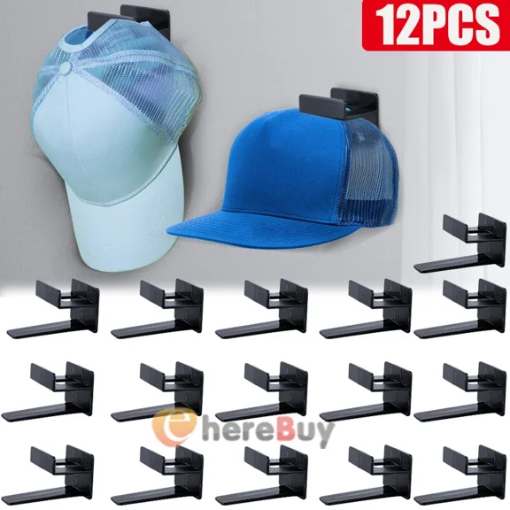 Baseball Cap Hat Rack Wall Door Hanger Holder Storage Organize 12 Hooks Adhesive