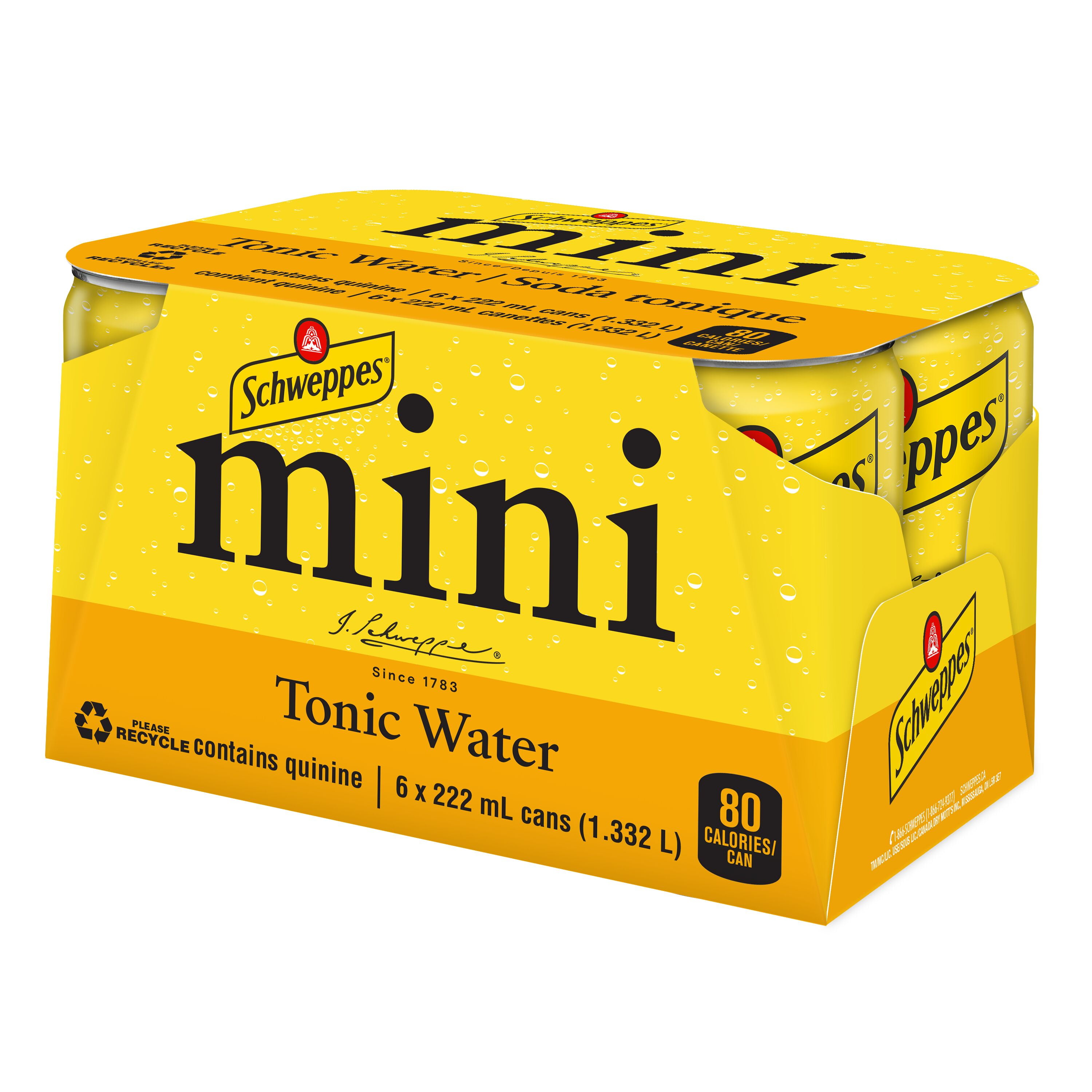 Schweppes Tonic Water 6 x 222 mL, Mini cans