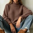thumbnail image 6 of XUNKUSGA Womens Turtleneck Sweater Classic Solid Color Chunky Knit Pullover Sweaters Loose Casual Long Sleeve Fall Winter Tops Soft Warm Cozy Sweaters for Women Daily Wear,Size M, 6 of 6