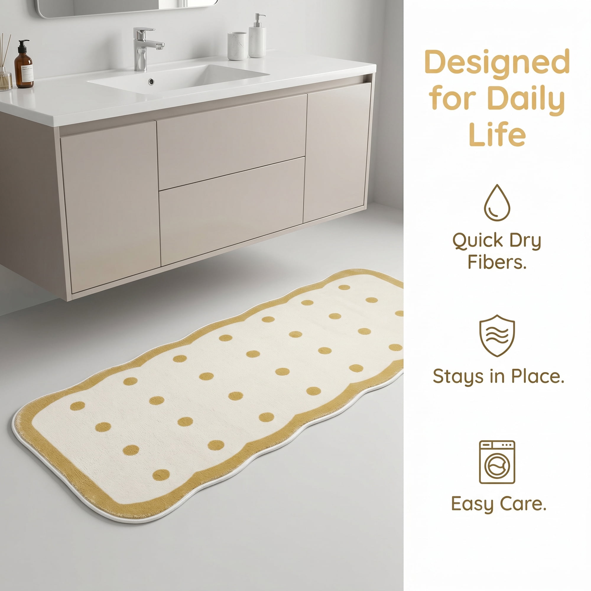 Unique Bargains Boho Kitchen Runner Rug Non Slip Machine Washable Beige 47" x 16"