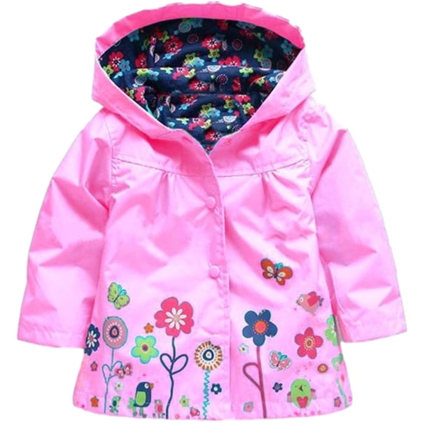 LSLJS Manteau de Pluie pour Enfants, Manteau de Pluie pour Filles Manteau de Pluie pour Enfants Manteau à Capuche Vêtement d'Extérieur Vêtements pour Enfants Veste ( Rose, 5 Ans)