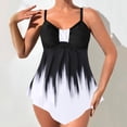 thumbnail image 2 of Qingpeng Plus Size Tankini Swimsuit for Women Color Block Tummy Control Two Piece Bathing Suit Slimming Swim Top with Bottom, 2 of 5