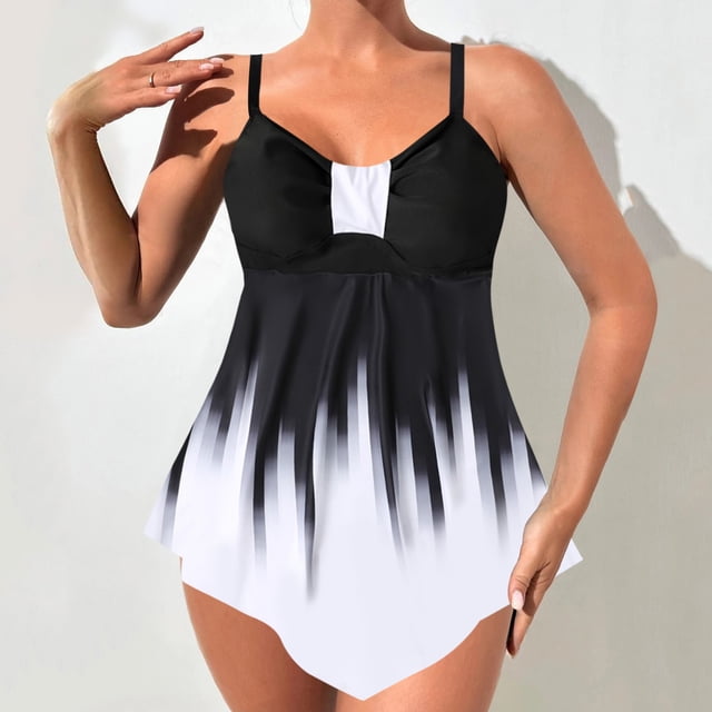 Traje de baño tankini para mujer, estampado grande, dividido, falda, bikini, dividido, traje de baño, traje de baño de dos piezas para mujer, trajes de baño tankini para mujer, traje de baño de 2 piez