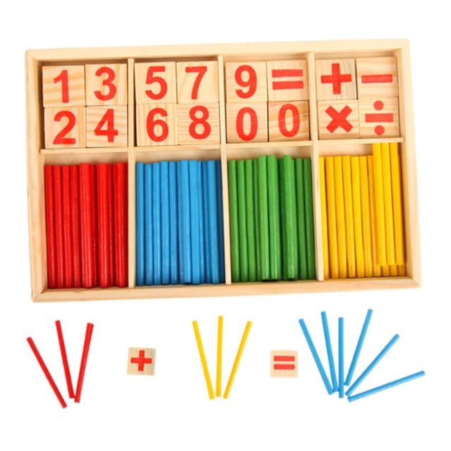Khaki Spindles Wooden Montessor Math Counting Toy For Kids Children Gift