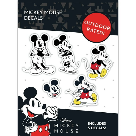 Disney Classic Mickey Mouse Decals - Set of 5 Mickey Mouse Stickers for Kids and Adults - Vinyl Decals for Laptop, Tumbler, Water Bottle, Vehicles - Licensed Disney Stickers