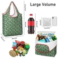 thumbnail image 3 of 5 Pack Foldable Shopping Bag,Green Christmas Snowman Pattern Reusable Grocery Bags with Pockets,Large Reusable Tote Bags with Handles Waterproof & Lightweight, 3 of 6