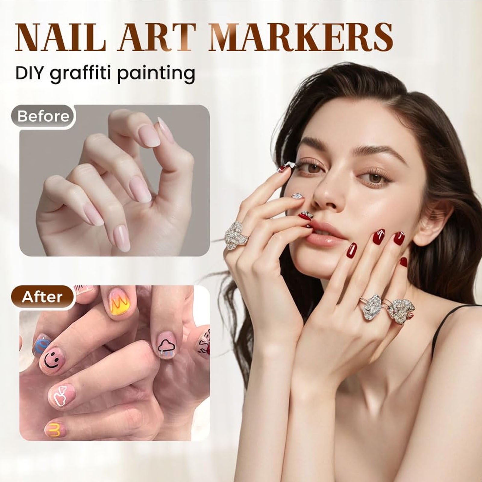 12 Colors Nail Art Pens Set, Nail Art Markers for Adults Quickly Dry Nail Polish Pens Drawing Painting Pen,Nail Art Nail DIY Decoration for Home Salon and Beginners, Convenient Painting Tools