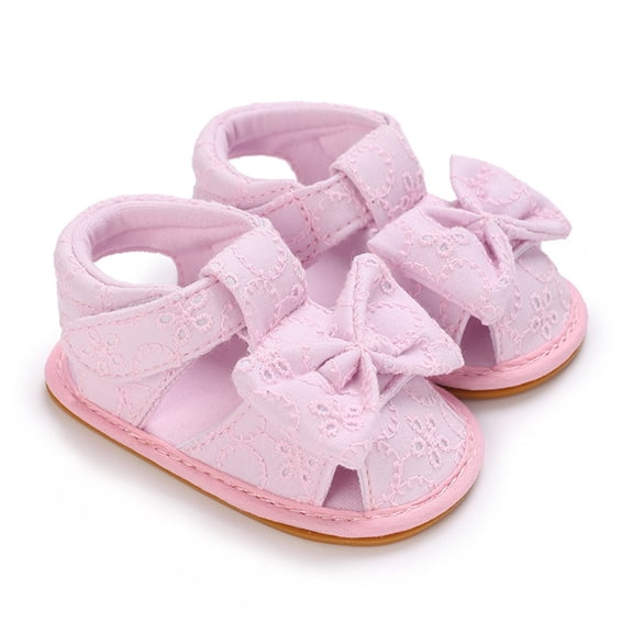 ZHOGXU Baby Kids Girls Sandals Bow Decoration Soft Sole Non Slip Hook Loop Comfortable Stylish Shoes For Casual Daily Wear,Red,0-6 Months