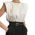 thumbnail image 1 of Gupgi T-shirts Rembourrés pour Femmes, Sans Manches, Couleur Unie, 1 of 9