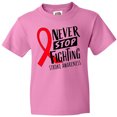 thumbnail image 3 of Inktastic Never Stop Fighting Stroke Awareness Red Ribbon Youth T-Shirt, 3 of 5