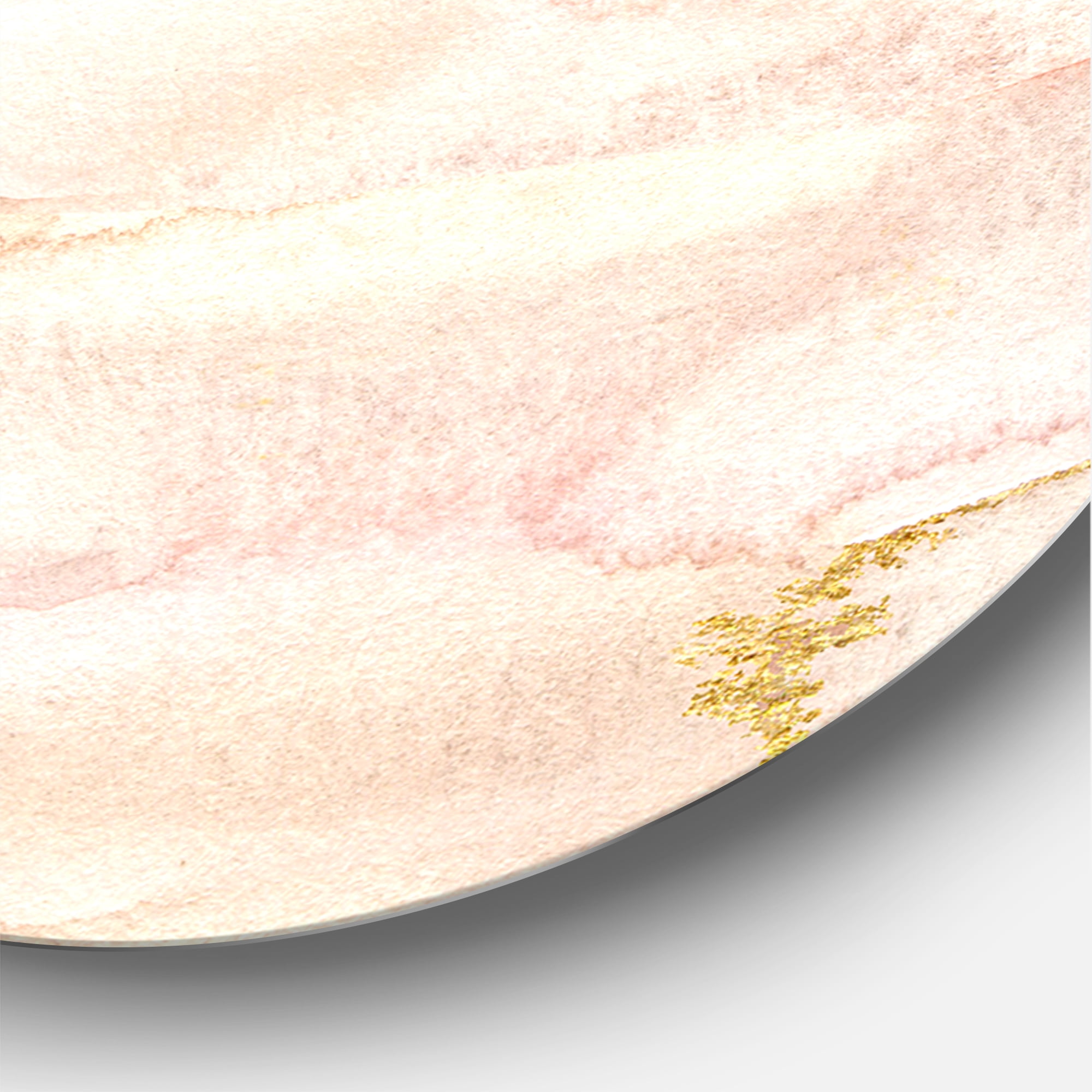 Designart 'Pastel Abstract With Beige Pink and Yelllow Spots' Modern Circle Metal Wall Art 11x11 - Disc of 11