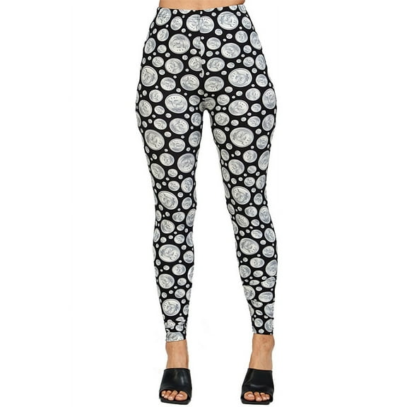 Women's Regular Grey Bitcoin Pattern Printed Leggings
