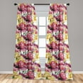 thumbnail image 2 of Flowers Window Curtains, Watercolor Style Blossoming Tulips and Irises Garden of Hope Love Romance, Lightweight Decor 2-Panel Set with Rod Pocket, Pair of - 28"x63", Dried Rose Mustard, by Ambesonne, 2 of 3