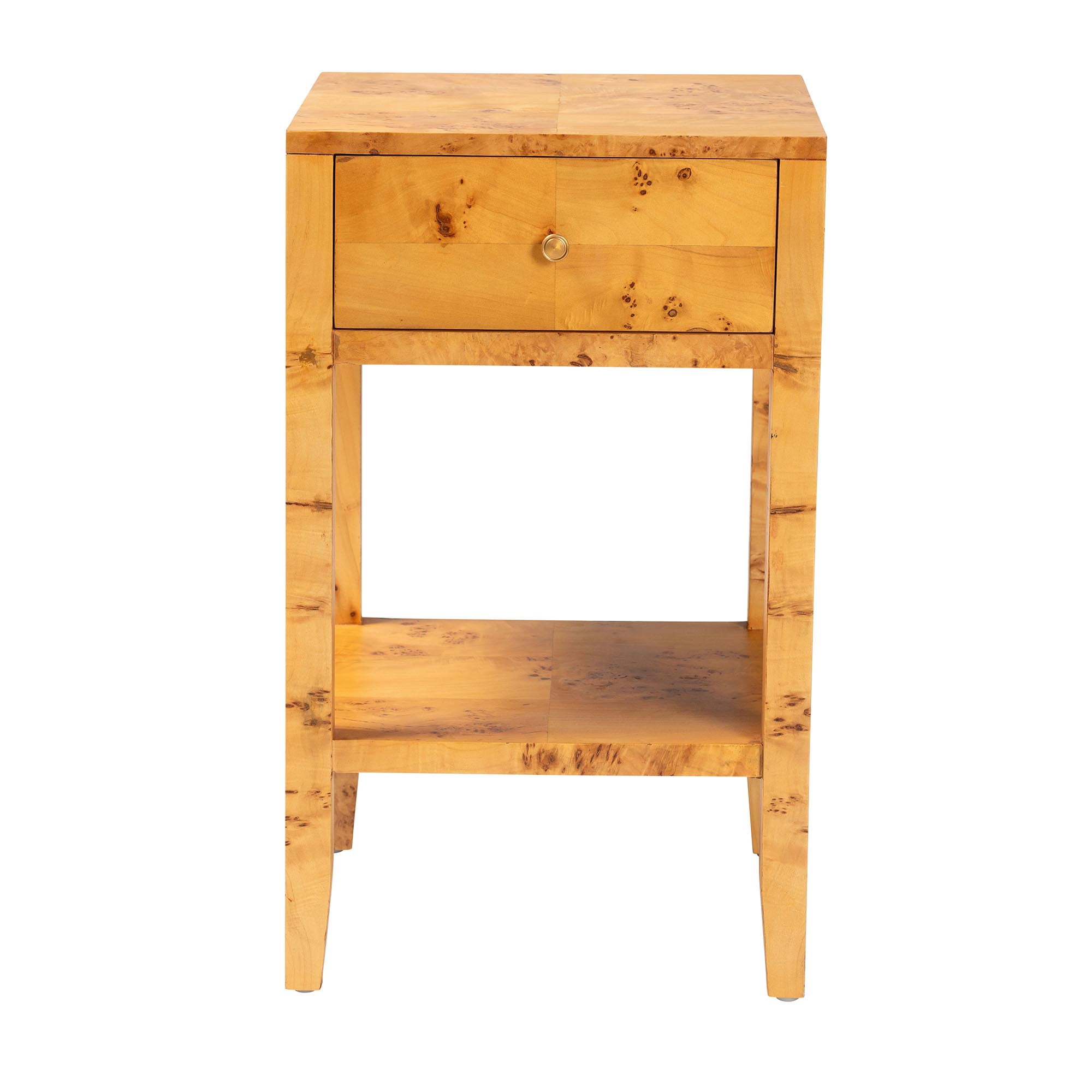 bali & pari Ghina Modern Nightstand, 1-Drawer, Light Mappa Burl