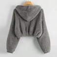 thumbnail image 4 of cllios Womens Crop Hoodies Sherpa Zip Up Top Trendy Plush Outwear Long Sleeve Casual Hooded Jacket, 4 of 6