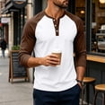 thumbnail image 2 of FGVCTG Henley Shirts for Men Casual Raglan 3/4 Sleeve Shirts Color Block Button Placket Casual Baseball T Shirts Light Brown 3XL, 2 of 6
