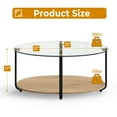 thumbnail image 2 of Gymax Table Basse à Dessus en Verre à 2 Niveaux, Table d'Appoint Ovale Moderne pour Sofa avec Tablette de Rangement, 2 of 10