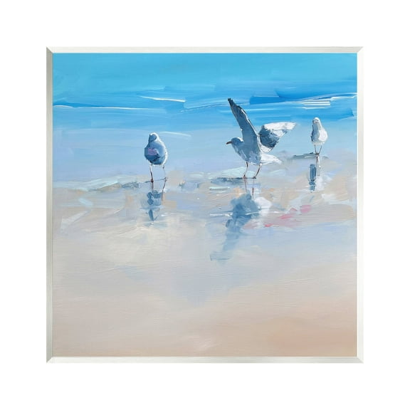 Stupell Industries Seagulls on Beach Painting Animals & Insects Painting Unframed Art Print Wall Art, 12 x 12