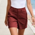thumbnail image 4 of cocolona Womens Summer Casual High Waist Bermuda Shorts Elastic Button Waist Straight Wide Leg Work Beach Shorts with Pockets, 4 of 5
