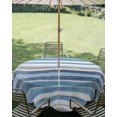 thumbnail image 2 of Outdoor Tablecloth with Umbrella Hole, Blue Nordic Style Stripes Spillproof Waterproof Outdoor Table Cover, Blue Gray Texture Patio Tablecloths for Party/Garden/Picnic, Round 54 inch, 2 of 9