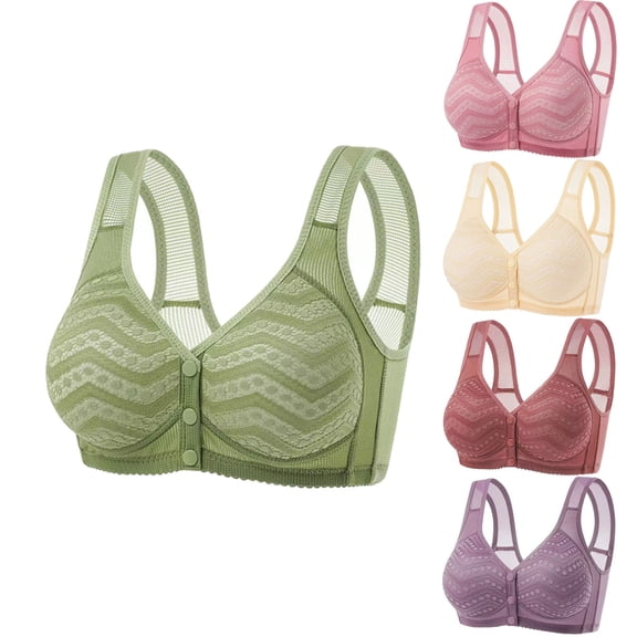 Paiwinds Women's Front Closure Bra - Wirefree Lace Comfort Bra for Plus Size (S-4XL), Easy Wear Everyday Underwear
