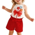 thumbnail image 3 of Agkizg Kids Girls Clothing Set 3 Piece Outfit Neck Sleeveless Top Belt Shorts Set, 3 of 7