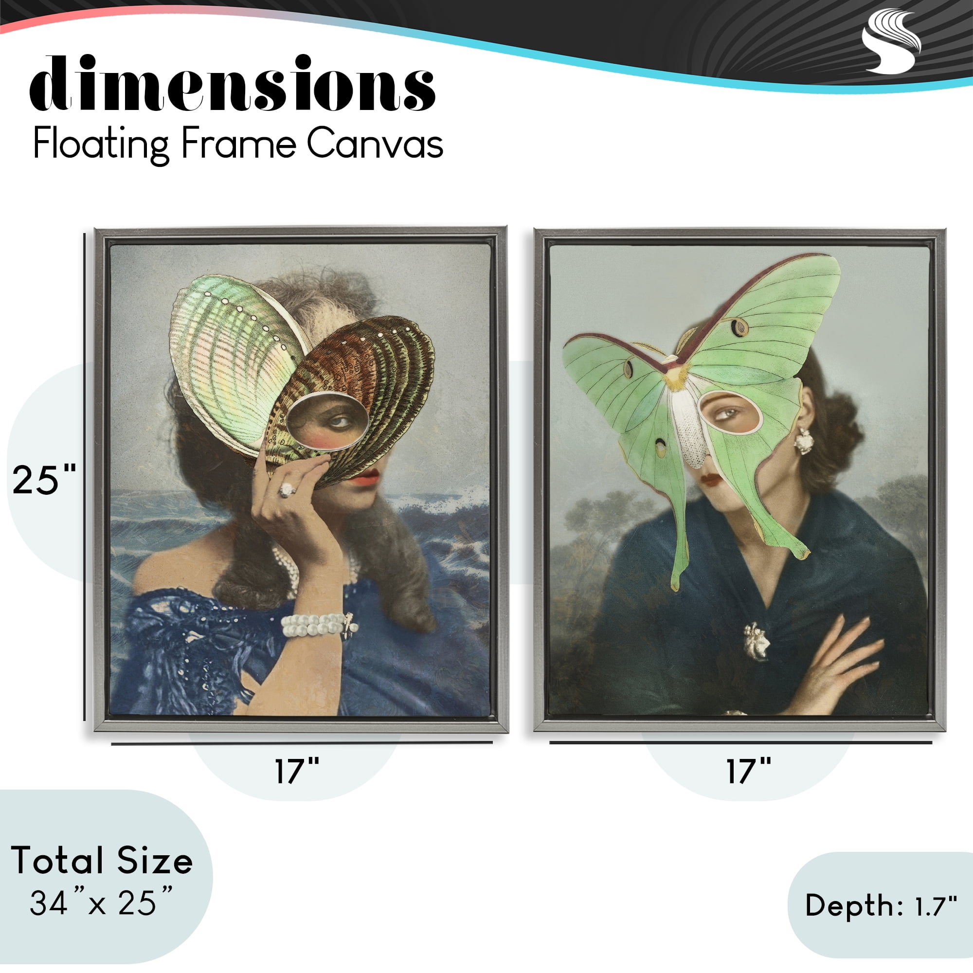 Stupell Industries Naturalist Women Portraits 2 Piece Gray Framed Floater Canvas Set, design by Victoria Barnes