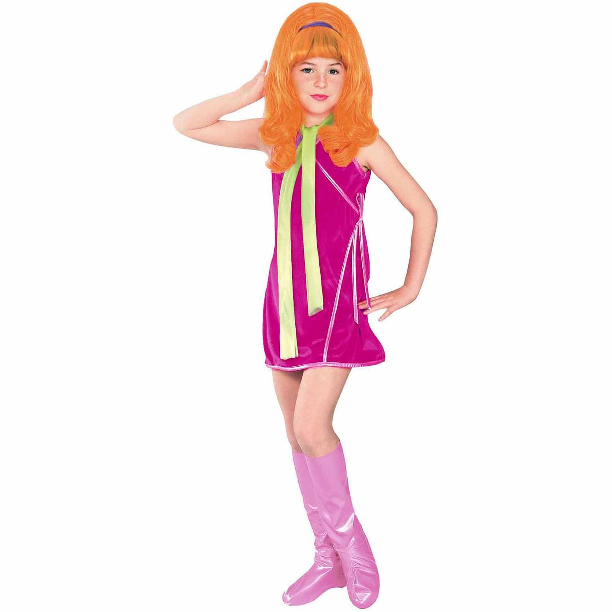 Wig Ladies Daphne Scooby Doo Costume Halloween Womens Fancy Dress Outfit 