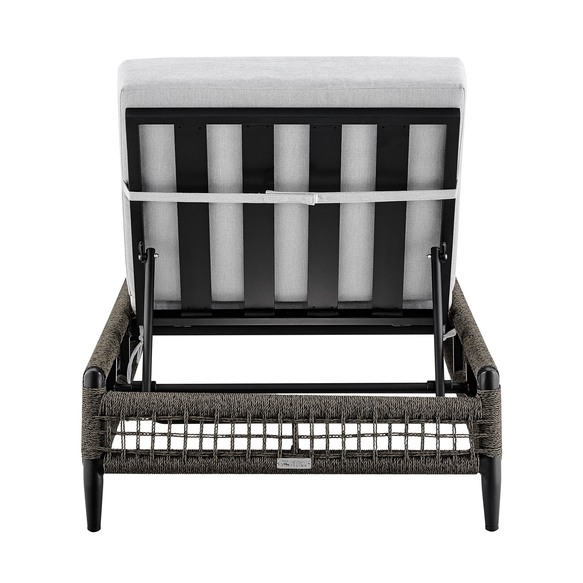 Felicia Outdoor Patio Adjustable Chaise Lounge Chair in Aluminum with Grey Rope and Cushions