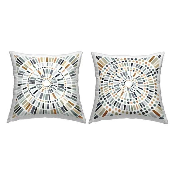 Stupell Industries Circular Geometric Pattern Abstract Deco Collage Contemporary Blue, 18 x 7 x 18, Decorative Pillows, (Set of 2)