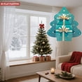 thumbnail image 4 of Stylish Metal Hanging Christmas Tree Wind Spinner - Teal & White Lines Golden Stars & Bows Perfect for Garden & Yard Decor, 4 of 7