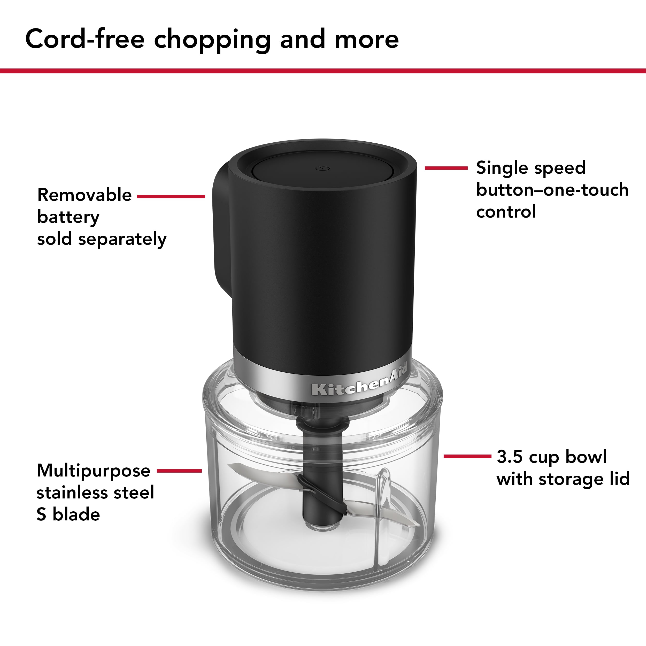 KitchenAid Go™ Cordless Top Down Chopper - battery sold separately. KTCR350