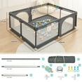 thumbnail image 3 of Baby Playpen, 63x63'' Large Baby Playard, Infant Activity Center with Anti-Slip Base, Gray, 3 of 8