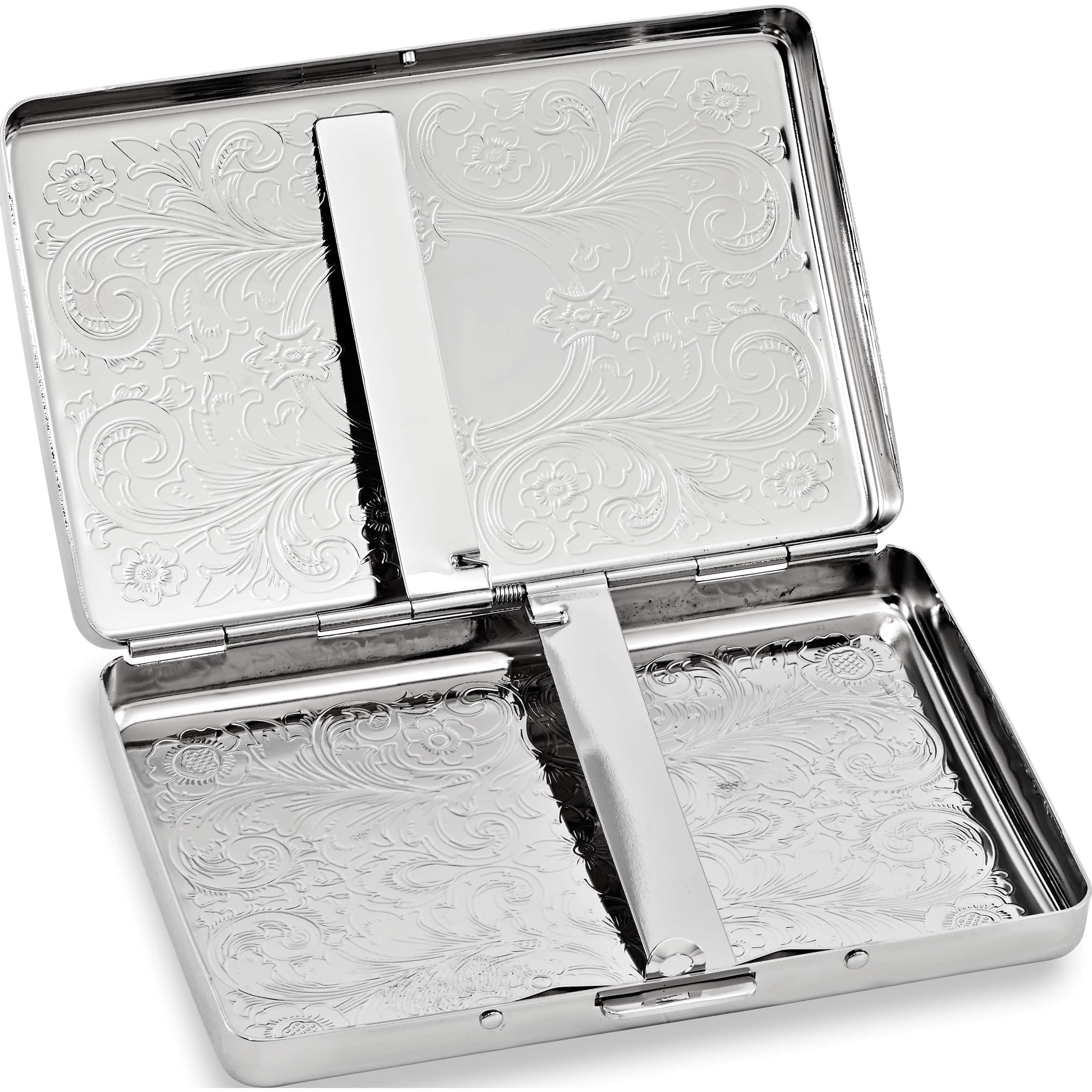 Fashion Silver-Tone (Holds 16) Cigarette / Card Case (3 X 4) Made In China gm12317