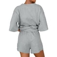 thumbnail image 3 of Women 2 Piece Outfits 3/4 Sleeve Tops and Elastic Waist Shorts Lounge Sets, 3 of 6