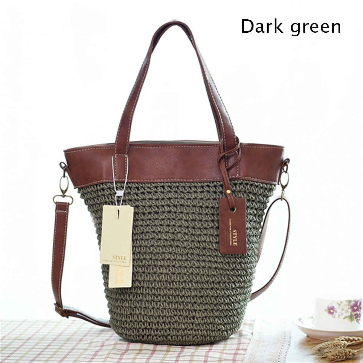 KUDOSALE 2020 Summer Beach Bag Fashion Straw Woven Bag Tote Beach Bag