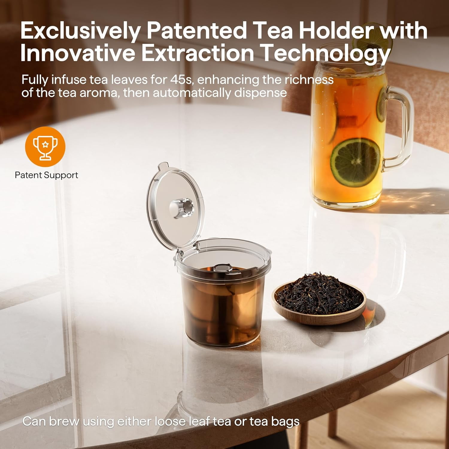 Single Serve Coffee Maker for K Cup, Ground and Tea Leaves, Hot and Iced Coffee Machines with Bold Setting, 6 to 16 Oz Brew Sizes, Compact for Small Spaces, Black (2.0 Version)