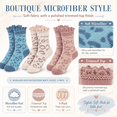 thumbnail image 4 of Girls Microfiber Boot Socks, 3 Pack, Trimmed Top Soft Cushioned Crew Socks, BLUE, L, 4 of 8