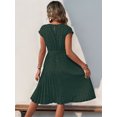 thumbnail image 4 of EASYBRA Pleated Dress Geometric Print Round Neck Short Sleeve Casual Beach Vacation Travel Dress Mid Length Pleated Skirt S–XL Multiple Colors, 4 of 7
