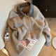 thumbnail image 2 of C.New S Spliced Leather Collar Knit Fashion Sweater Double Zipper Cardigan Mujer Otoño/Invierno Nuevo Suave Vintage Manga Larga, 2 of 5