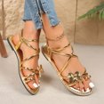 thumbnail image 4 of KIJBLAE Plus Size Women's Butterfly Accent Flat Sandals, Round Open Toe Solid Design, Back Elastic Band Comfy Summer Casual Footwear Gold 39, 4 of 5