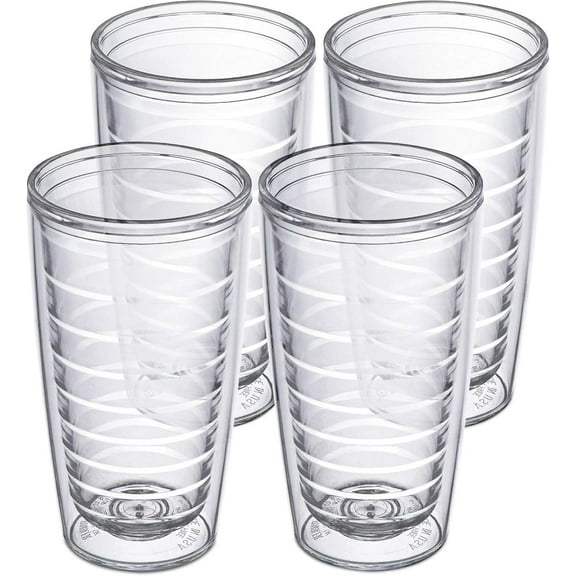 Homestead Choice Insulated Tumblers, 16oz 4-Pack Double Walled Clear Insulated Drinking Glasses Cup