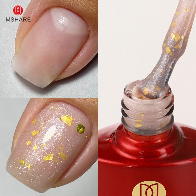 MSHARE-Gel Base de goma Rosa lechoso, capa de Color camuflaje brillante, barniz de Gel para uñas, Gel UV LED, 10ml