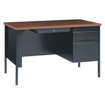 Hirsh Office Desk, Right Hand Pedestal, 48"W x 30"D, Black/Walnut 20437