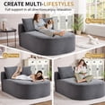 thumbnail image 2 of UHOMEPRO 67.5" Oversized Chaise Lounge Sofa, Gray Corduroy Boneless Couch with Deep Wide Seat and High-Resilience Support, Floor Sofa Bed with 2 Pillows, No Assembly, 2 of 9